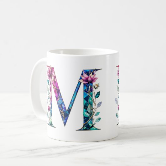M Tasse für Kaffee - Blumendesign (Vorderseite Links)