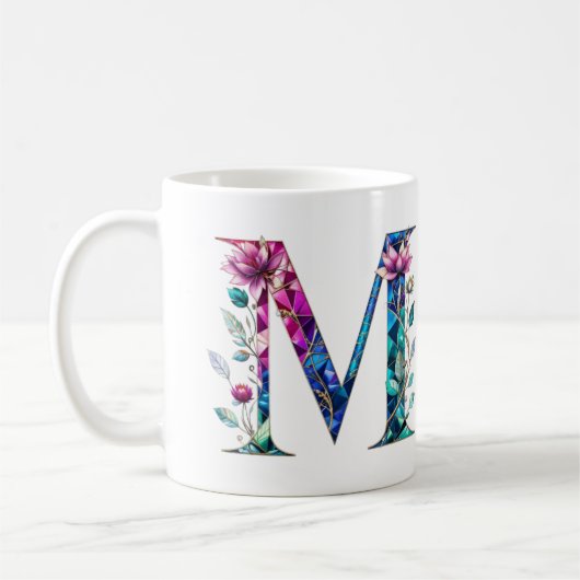 M Tasse für Kaffee - Blumendesign (Links)