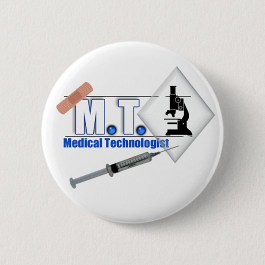 M.Ü.-BLAU mit MIKROSKOP - MEDIZINISCHER Button (Vorderseite)