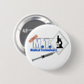 M.Ü.-BLAU mit MIKROSKOP - MEDIZINISCHER Button (Vorne & Hinten)
