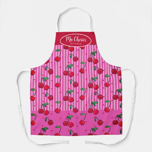 Ma Cherie Berries Herzmuster Custom Red Pink Schürze (Vorderseite)