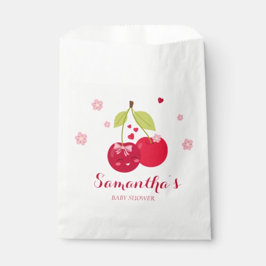 Ma Cherie Cherry Pink Coquette Girl Babydusche Geschenktütchen (Vorderseite)