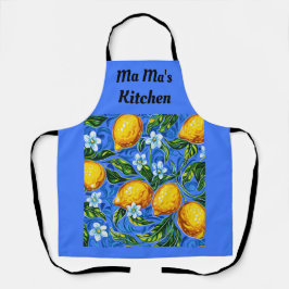 Ma Ma's Kitchen blau und gelb Schürze