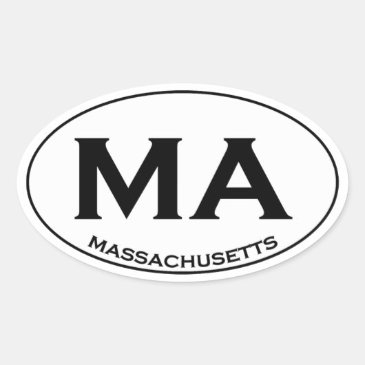 MA - Massachusetts USA Oval Logo Ovaler Aufkleber (Vorderseite)