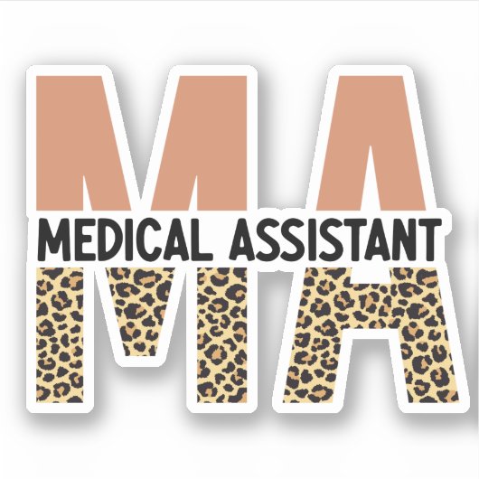 MA Medical Assistant Leopard Print Aufkleber (Vorderseite)