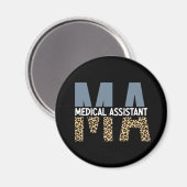 MA Medical Assistant Leopard Print Magnet (Vorderseite/Rückseite)