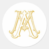 MA oder AM Monogram Aufkleber in Gold (Vorderseite)