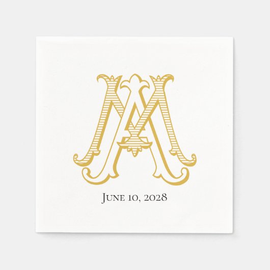 MA oder AM Monogram Cocktail Servietten (Vorderseite)