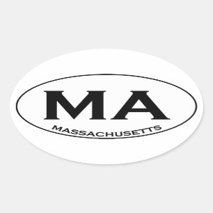 MA - Oval-Logo Massachusetts USA Ovaler Aufkleber