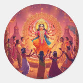 Maa Durga - Das Herz der Dussehra-Feiern Runder Aufkleber (Vorderseite)