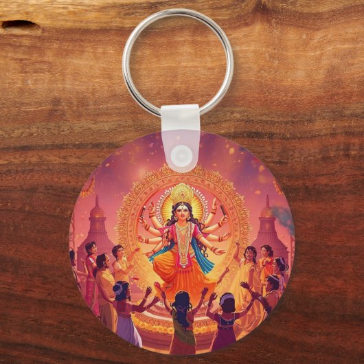 Maa Durga - Das Herz der Dussehra-Feiern Schlüsselanhänger (Rückseite)
