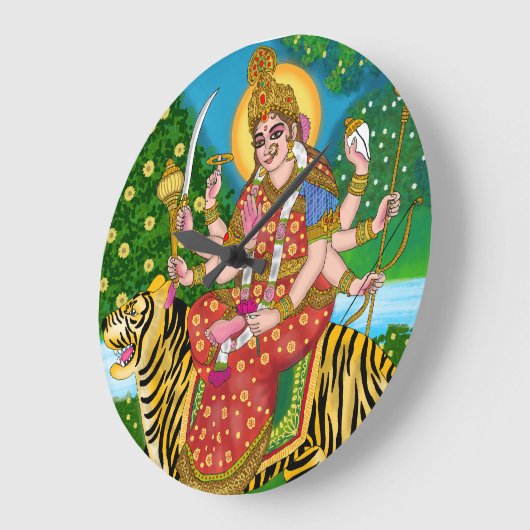 Maa Durga Wall Clock Große Wanduhr (Winkel)