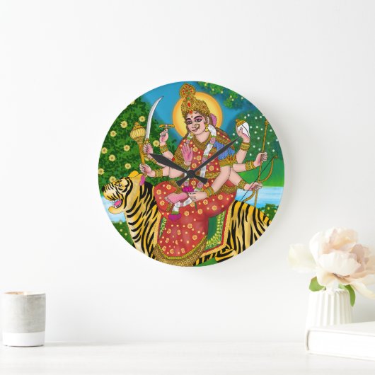 Maa Durga Wall Clock Große Wanduhr (Zuhause)