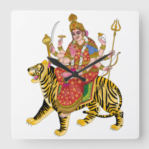 Maa Durga Wall Clock Quadratische Wanduhr