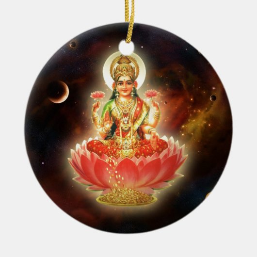 Maa Maha Lakshmi Devi Laxmi Göttin des Reichtums Keramik Ornament (Vorne)
