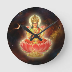 Maa Maha Lakshmi Devi Laxmi Göttin des Reichtums Runde Wanduhr