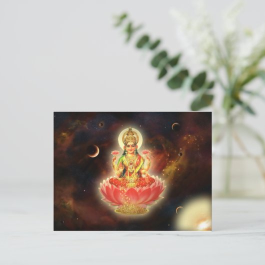 Maa Maha Lakshmi Devi Laxmi Göttin des Wohlstands Postkarte (Stehend Vorderseite)