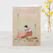 Maa Parvati und Ganesha Karte (Gelbe Blume)