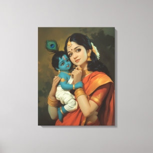 Maa Yashoda und Little Krishna Leinwand Wall Art