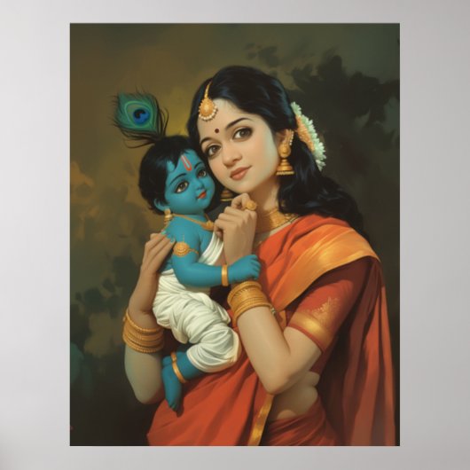Maa Yashoda und Little Krishna Poster (Vorne)