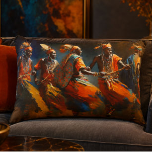 Maasai-Krieger-Kissen mit Polyester-Bürstenakzent Dekokissen