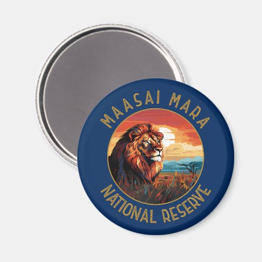 Maasai Mara National Reserve Lion Retro Not leiden Magnet (Vorderseite/Rückseite)