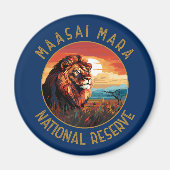 Maasai Mara National Reserve Lion Retro Not leiden Magnet (Vorne)