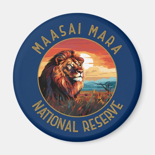 Maasai Mara National Reserve Lion Retro Not leiden Magnet (Vorne)