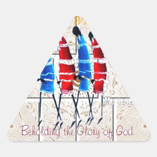 Maasai Morans Christlich Art Print Dreieckiger Aufkleber (Vorderseite)