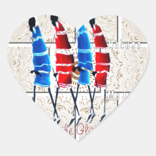 Maasai Morans Christlich Art Print Herz-Aufkleber