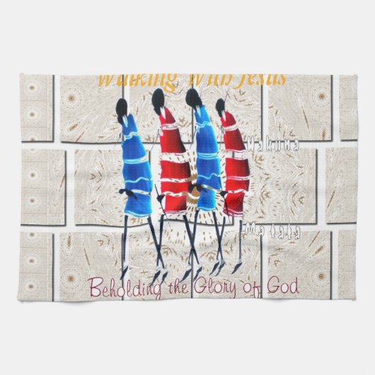 Maasai Morans Christlich Art Print Küchentuch (Horizontal)