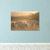 Maasai Morning Zebras Wrapped Canvas Print Leinwanddruck (Insitu (Holzboden))