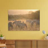 Maasai Morning Zebras Wrapped Canvas Print Leinwanddruck (Insitu (Wohnzimmer))