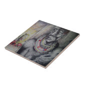 Maasai Mutter & Kind mit Löwenkunst Print/Grafik Fliese (Seite)