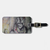 Maasai Mutter & Kind mit Löwenkunst Print/Grafik Gepäckanhänger (Vorderseite horizontal)