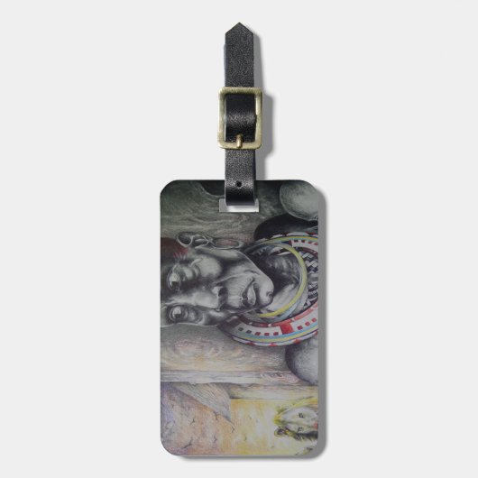 Maasai Mutter & Kind mit Löwenkunst Print/Grafik Gepäckanhänger (Vorderseite vertikal)