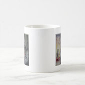 Maasai Mutter & Kind mit Löwenkunst Print/Grafik Kaffeetasse (Mittel)