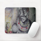 Maasai Mutter & Kind mit Löwenkunst Print/Grafik Mousepad (Mit Mouse)