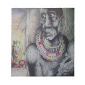 Maasai Mutter & Kind mit Löwenkunst Print/Grafik Notizblock (Vorderseite)