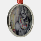 Maasai Mutter & Kind mit Löwenkunst Print/Grafik Ornament Aus Metall (Rechts)