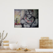 Maasai Mutter & Kind mit Löwenkunst Print/Grafik Poster (Küche)