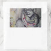 Maasai Mutter & Kind mit Löwenkunst Print/Grafik Rechteckiger Aufkleber (Tasche)