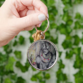 Maasai Mutter & Kind mit Löwenkunst Print/Grafik Schlüsselanhänger (Hand)