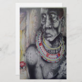 Maasai Mutter und Kind mit Löwe Art Print/Graphen Briefpapier (Vorne/Hinten)