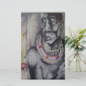 Maasai Mutter und Kind mit Löwe Art Print/Graphen Briefpapier (Stehend Vorderseite)