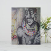 Maasai-Mutter und Kind mit Löwe Kunstprint (Stehend Vorderseite)