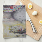 Maasai Mutter und Kind mit Löwenkunst Print Küchentuch (Viertel Falte)