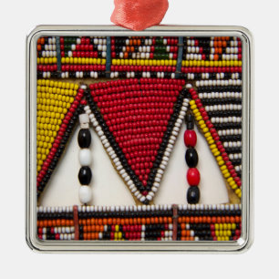 Maasai-Stammesperlenarbeit Ornament Aus Metall