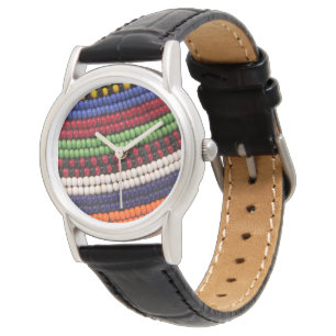 Maasai-Stammesperlenmuster Armbanduhr