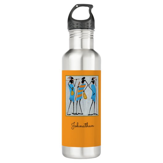 Maasai Warriors, Kenia, afrikanische Kunst Edelstahlflasche (Vorderseite)